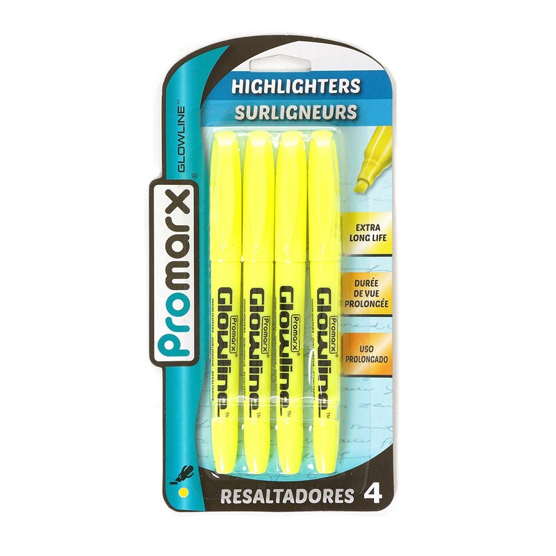 Promarx Glowline Pocket Highlighter Sticks, Yellow, 4 Count - Image 1