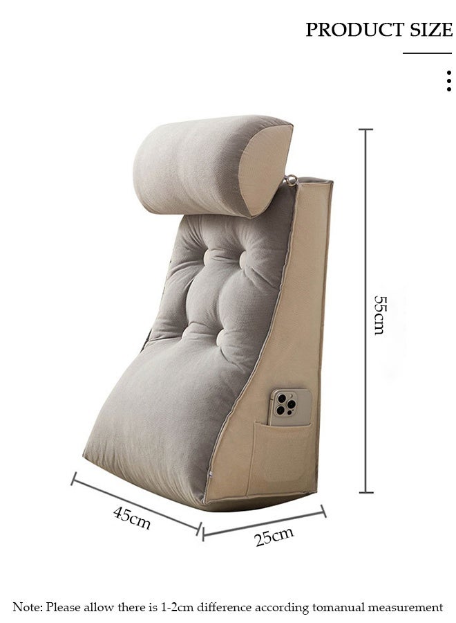 DUNISO Reading Pillow, Large Bed Rest Pillow with Detachable Neck Roll,Backrest with Arms，Pockets and Washable Cover, for Sitting in Bed or Couch-Backrest Reading Pillow Adult Back Pillows for Reading,Watching TV,Gaming,Relaxing - Image 2