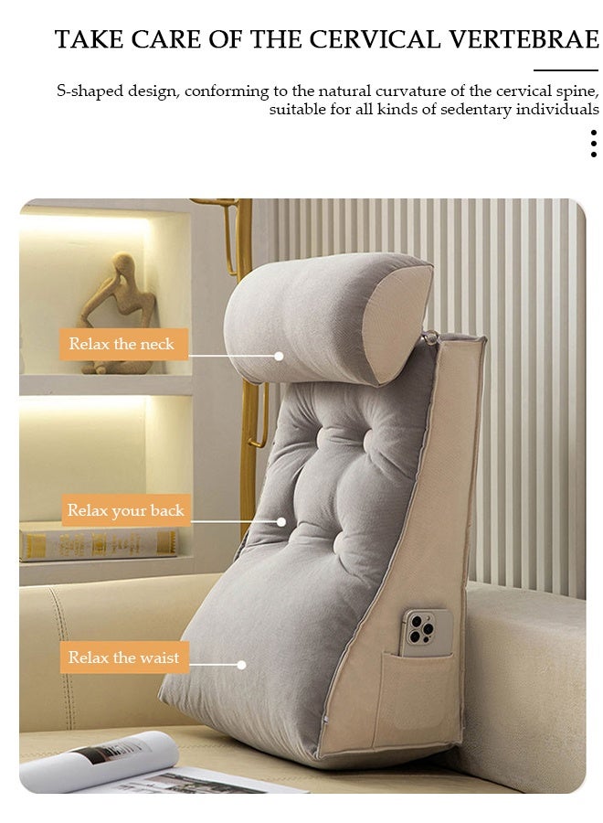 DUNISO Reading Pillow, Large Bed Rest Pillow with Detachable Neck Roll,Backrest with Arms，Pockets and Washable Cover, for Sitting in Bed or Couch-Backrest Reading Pillow Adult Back Pillows for Reading,Watching TV,Gaming,Relaxing - Image 4