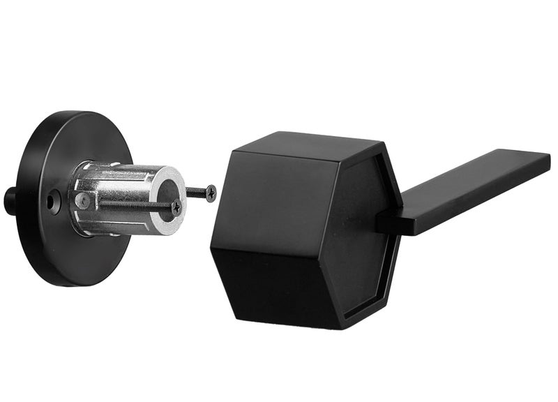 Berlin Modisch مجموعة مقابض أبواب Berlin Modisch Zero Gravity Metro Series Dummy Lever (قطعتان) - مقبض سحب جانبي أحادي الاتجاه غير قابل للدوران [للأبواب الداخلية أو الفرنسية] - شديد التحمل - طلاء حديدي أسود - Image 2