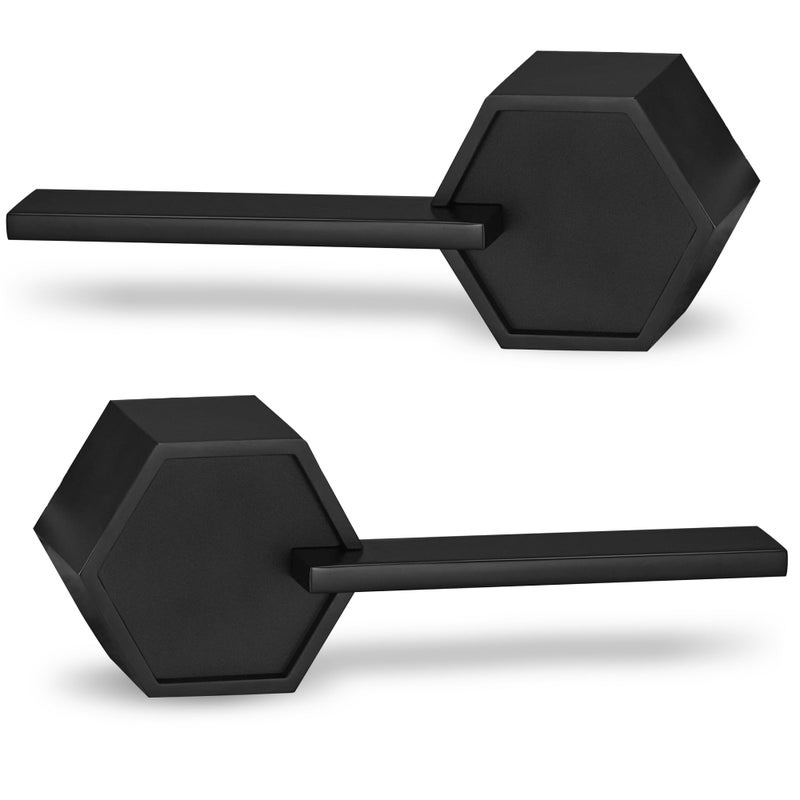 Berlin Modisch مجموعة مقابض أبواب Berlin Modisch Zero Gravity Metro Series Dummy Lever (قطعتان) - مقبض سحب جانبي أحادي الاتجاه غير قابل للدوران [للأبواب الداخلية أو الفرنسية] - شديد التحمل - طلاء حديدي أسود - Image 1