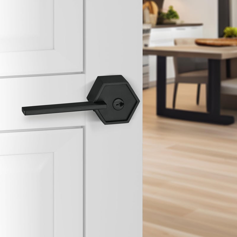 Berlin Modisch مجموعة مقابض أبواب Berlin Modisch Zero Gravity Metro Series Dummy Lever (قطعتان) - مقبض سحب جانبي أحادي الاتجاه غير قابل للدوران [للأبواب الداخلية أو الفرنسية] - شديد التحمل - طلاء حديدي أسود - Image 5