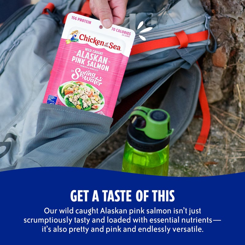 Chicken of the Sea Alaskan Pink Salmon in Spring Water, 2.5 Ounce Packets (Box of 12), Wild Caught, Skinless & Boneless - Image 4