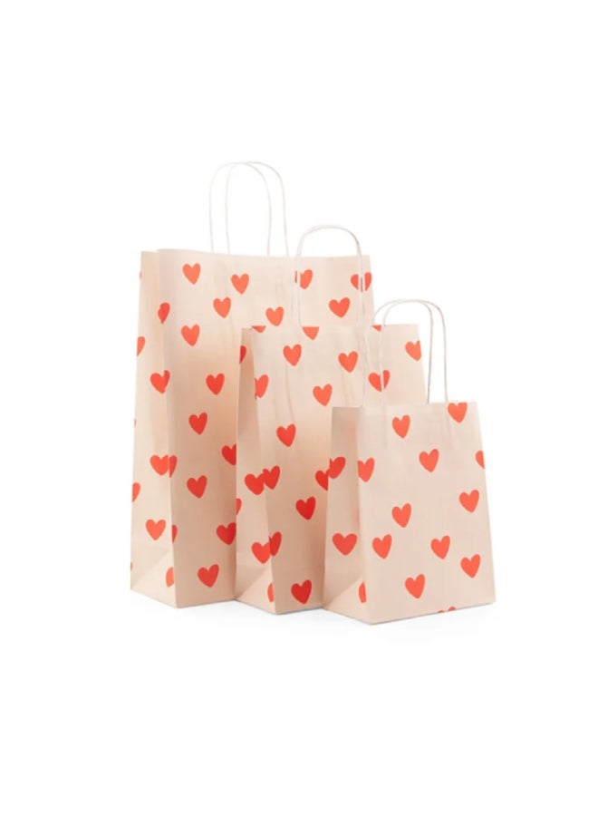 Handdrawn Hearts Paper Gift Bag with twisted handles