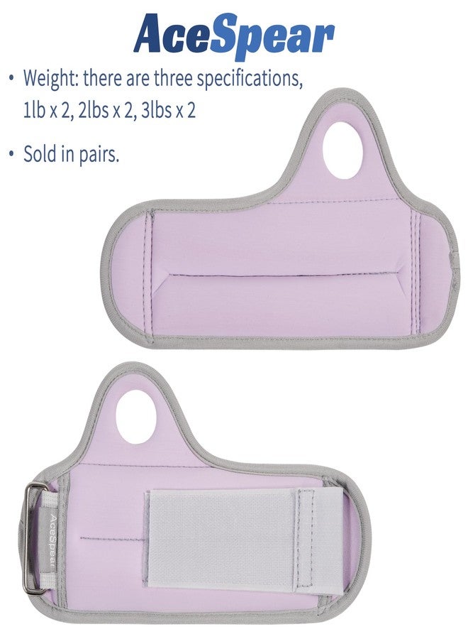 AceSpear Wrist Weights with Thumb Loops Lock, Set of 2, 2 * 1lb 2 * 2lbs 2 * 3lbs Weighted Gloves for Men Women Purple Hand Weights for Running Walking (2, Pounds) - Image 2