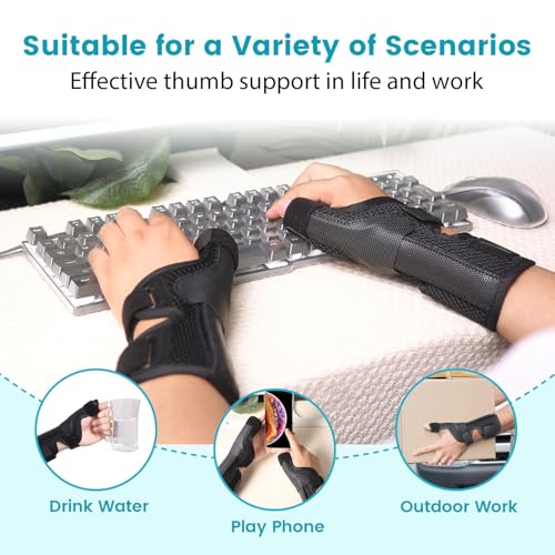 DrFinger Thumb Brace Spica Splint for Right & Left Hand, De Quervain's Tenosynovitis Splint, Breathable Wrist & Thumb Stabilizer, for Trigger Thumb, Arthritis, Tendonitis, Men and Women -Black (S/M) - Image 4
