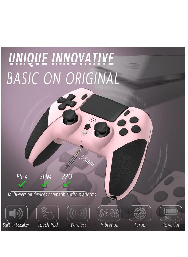 Wireless Controller, Bluetooth Game Controller Compatible with PS4/Slim/Pro/PC, Built-in 800mAh Rechargeable Battery, Dual Vibration, 6-Axis Motion Control, Audio, Turbo (Pink  Black) - Image 2