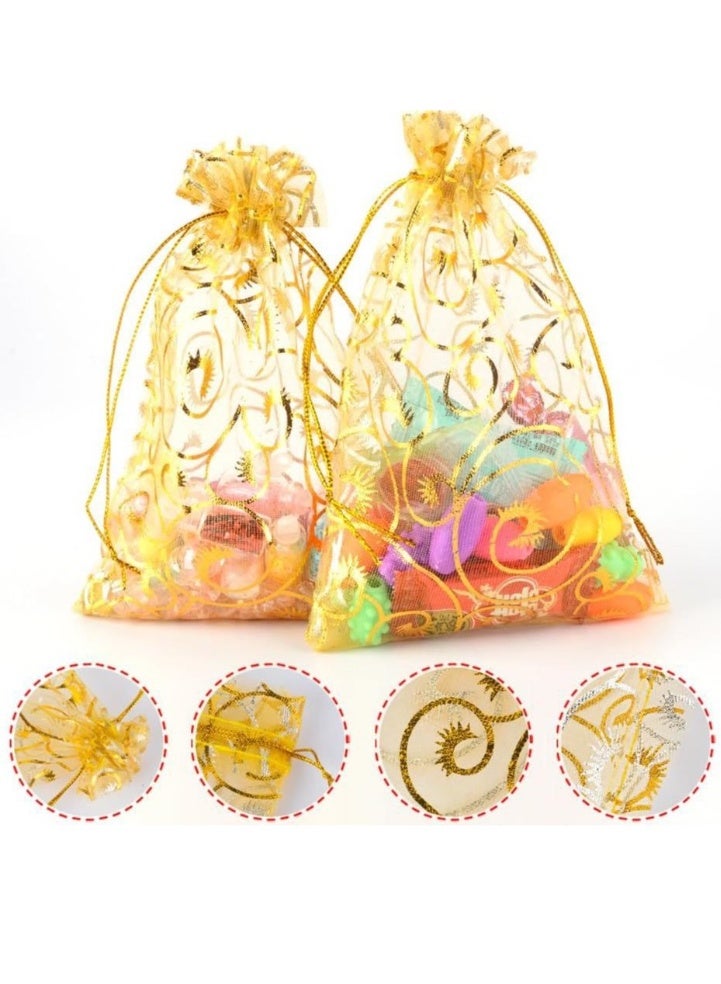 100 قطعة من الهدايا الذهبية حقائب التعبئة المهرجان حفل الزفاف حقائب أورغانزا 10 * 15 سم - Image 2