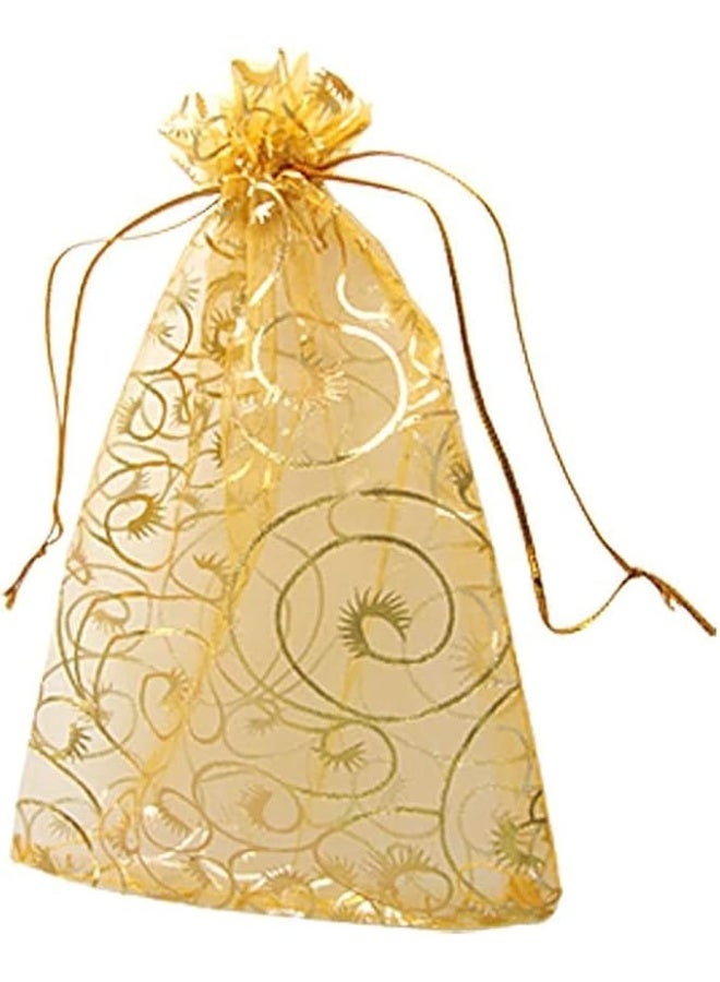 100 قطعة من الهدايا الذهبية حقائب التعبئة المهرجان حفل الزفاف حقائب أورغانزا 10 * 15 سم - Image 4