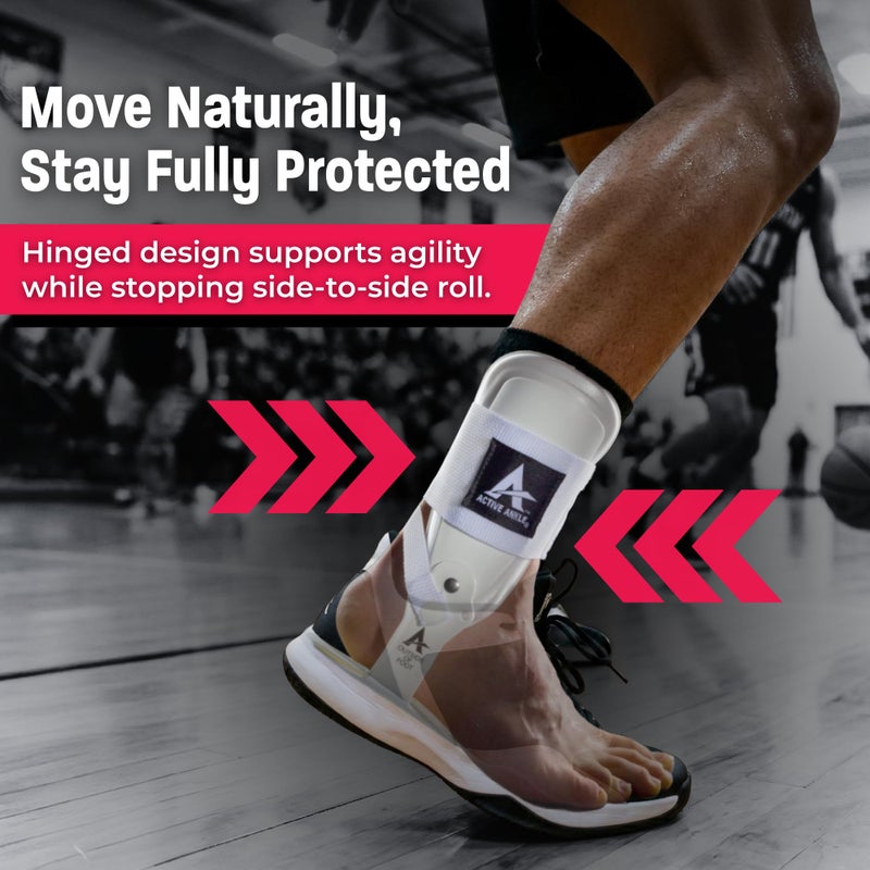 Cramer Active Ankle T2 Ankle Brace, Medium, White, Rigid Support for Men 7-10 & Women 8-11 Shoe Size, Adjustable Brace for Sprained Ankle, Volleyball & Cheerleading, Lightweight EVA Padding, Fits Left or Right Foot - Image 3