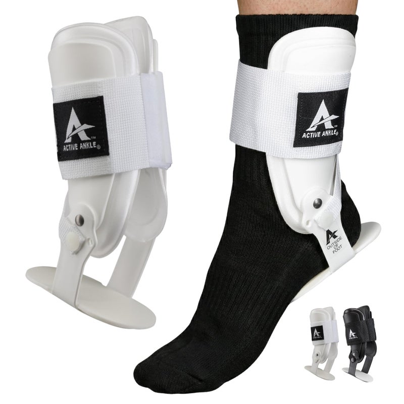 Cramer Active Ankle T2 Ankle Brace, Medium, White, Rigid Support for Men 7-10 & Women 8-11 Shoe Size, Adjustable Brace for Sprained Ankle, Volleyball & Cheerleading, Lightweight EVA Padding, Fits Left or Right Foot - Image 1