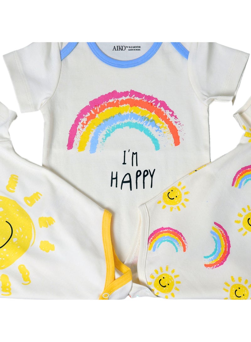 AIKO AIKO-Pack of 3 Multicolor Baby Body Suit-18-24M  - Image 3