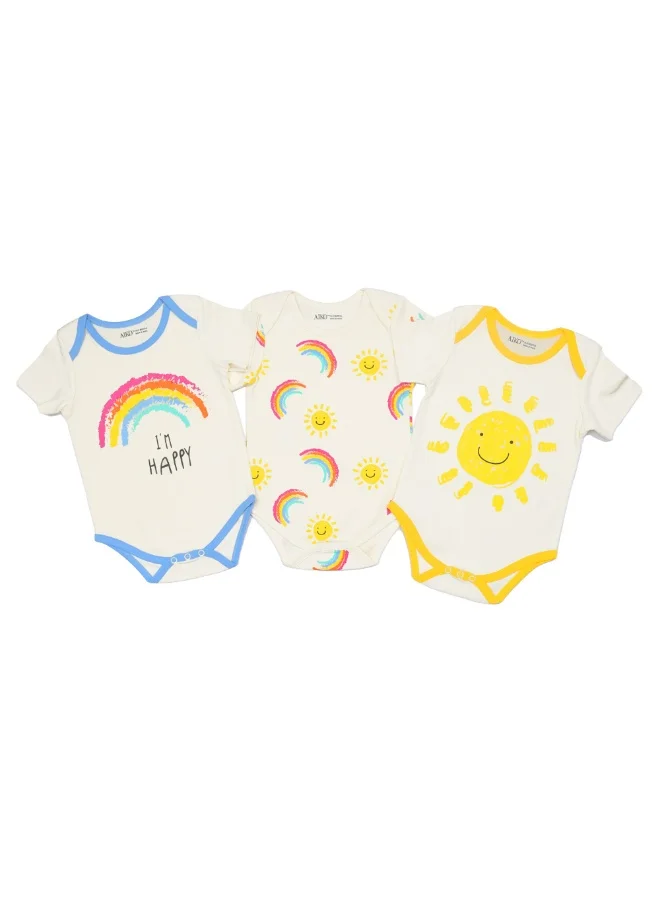 ايكو AIKO-Pack of 3 Multicolor Baby Body Suit