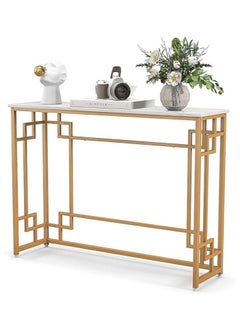 Top Marble & Gold Metal Console Table – Multipurpose Contemporary Entryway Sofa Table for Living Room, Perfect for Framed Photos & Curios - pzsku/Z5DA74780845A3FA00489Z/45/_/1735020670/646792cd-3b1a-4954-83d3-0fae56898a3f