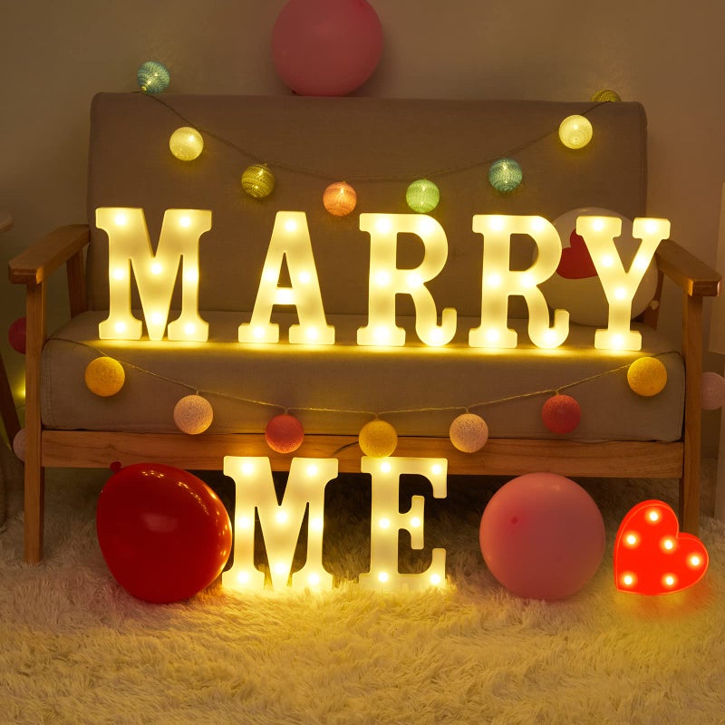 Timisea Merry Me Light Up Letters LED Marry Me Sign Red Heart Sign Decorative Plastic LED Marquee Letter Lightwith 1000 Pcs Red Artificial Rose Petal for Wedding Proposal Engagement Decoration