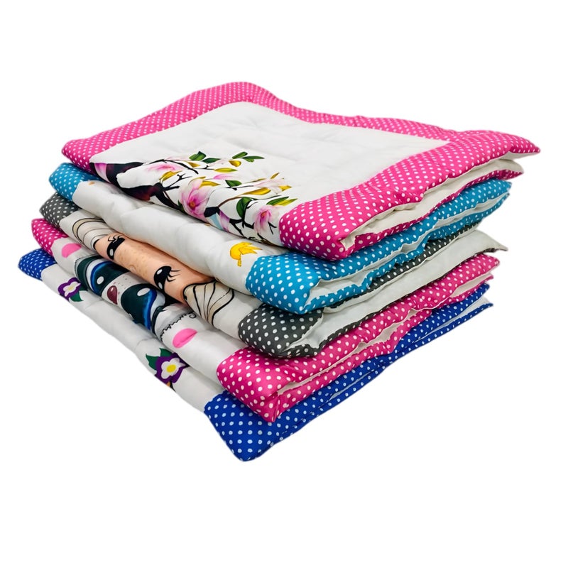 RUMPES New Born Baby Godadi Pack of 5 Combo Set Soft Cotton godi| Godari | Baby Bed | Crib Sheet | Cartoon Mat Baby Godadi | Bedding Set | Multicolor(250 Thread Count) - Image 1