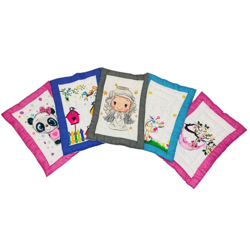 RUMPES New Born Baby Godadi Pack of 5 Combo Set Soft Cotton godi| Godari | Baby Bed | Crib Sheet | Cartoon Mat Baby Godadi | Bedding Set | Multicolor(250 Thread Count) - Image 2