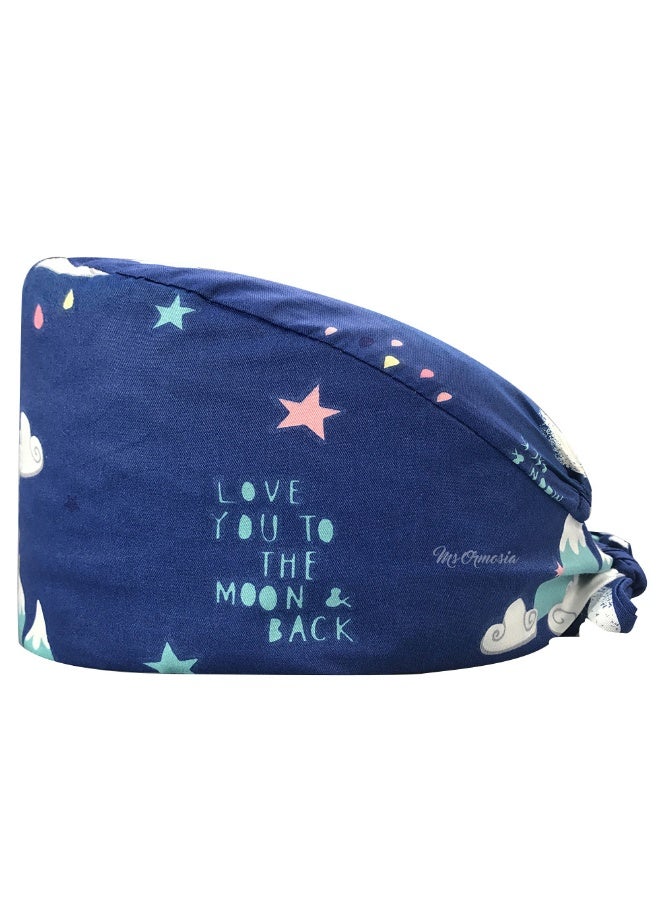 NIBEMINENT Scrubs Cap  Cotton Print Surgery Scrub Hats Nurse Caps Medical Accessories Beauty Salon Pet Shop Lab Work Hat Chef Hat