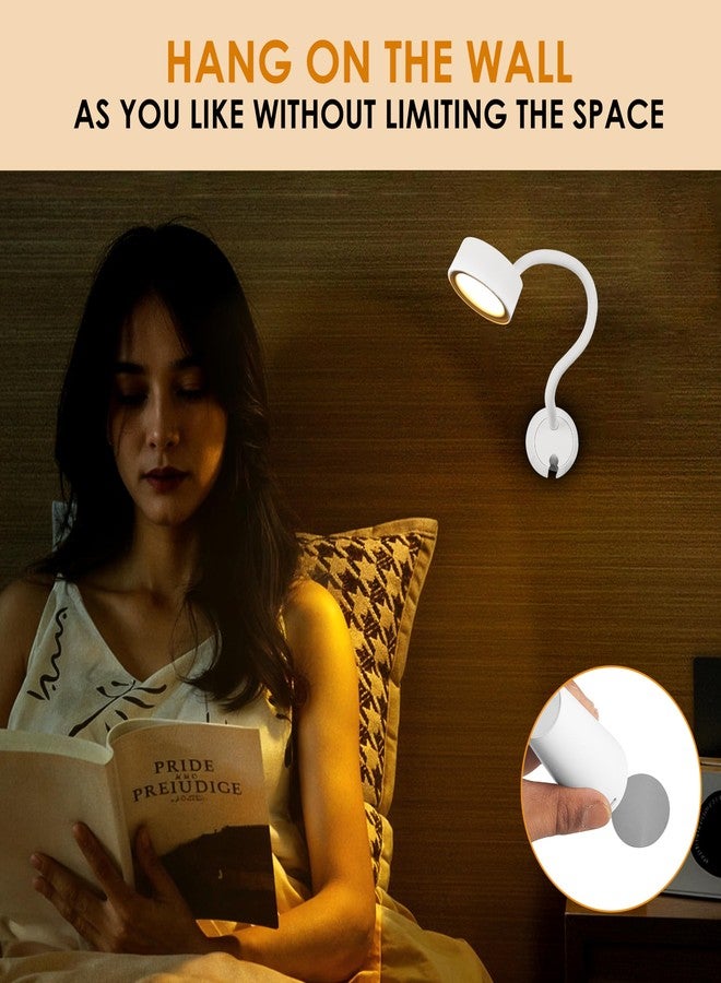 الجستو مصباح قراءة LED بلاستيكي قابل لإعادة الشحن من جيستو - مصباح دراسة محمول قابل للتعتيم بثلاث درجات حرارة لونية للقراءة الليلية، مصباح مكتب محمول قابل للفصل والحمل باليد للعمل أو الدراسة أو النظر، مناسب لطاولة الدراسة، أبيض - Image 5