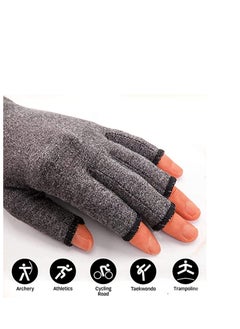 SYOSI Arthritis Compression Gloves, Women Men for Carpal Tunnel, Rheumatoid, Tendonitis, Fingerless for Computer Typing and Daily work for Pain Relief- (M) 1 Pair  - Image 2