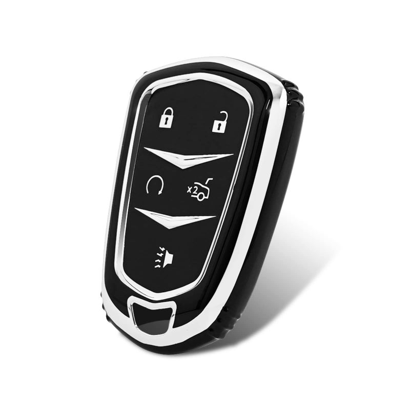 OFFCURVE Key Fob Cover for Cadillac, Premium Soft TPU 360 Degree Full Protection Key Shell Case Compatible with Cadillac XTS ATS-L XT4 XT5 CT6 SRX OFF-J-BLACK, Black, 7 - Image 1