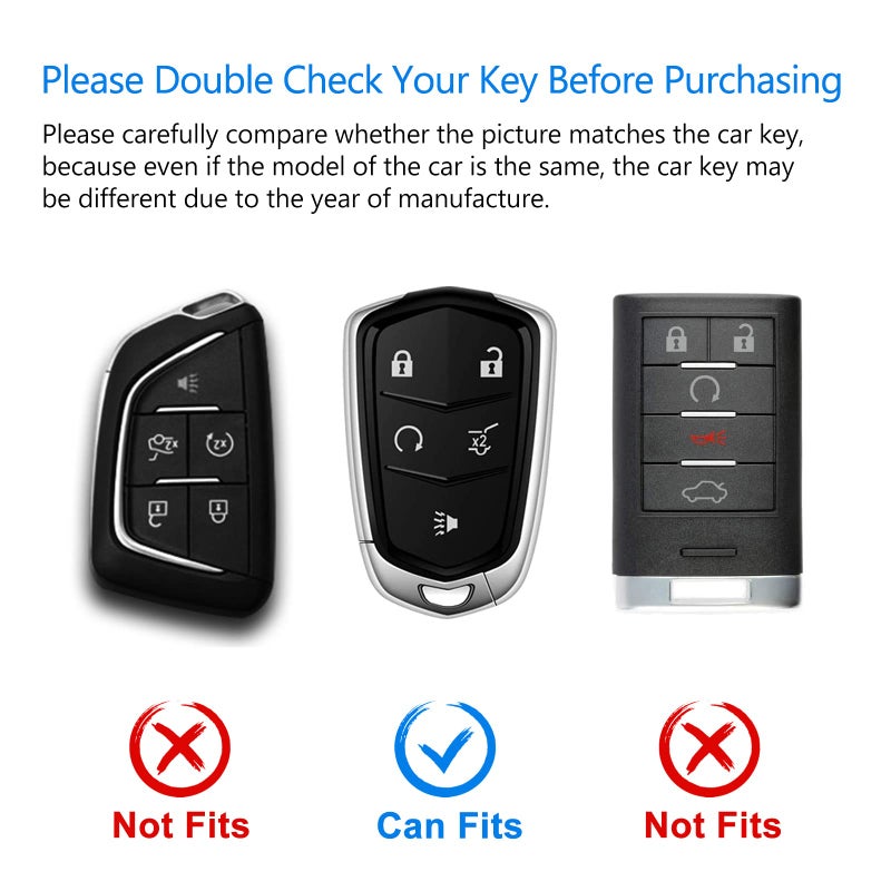 OFFCURVE Key Fob Cover for Cadillac, Premium Soft TPU 360 Degree Full Protection Key Shell Case Compatible with Cadillac XTS ATS-L XT4 XT5 CT6 SRX OFF-J-BLACK, Black, 7 - Image 2