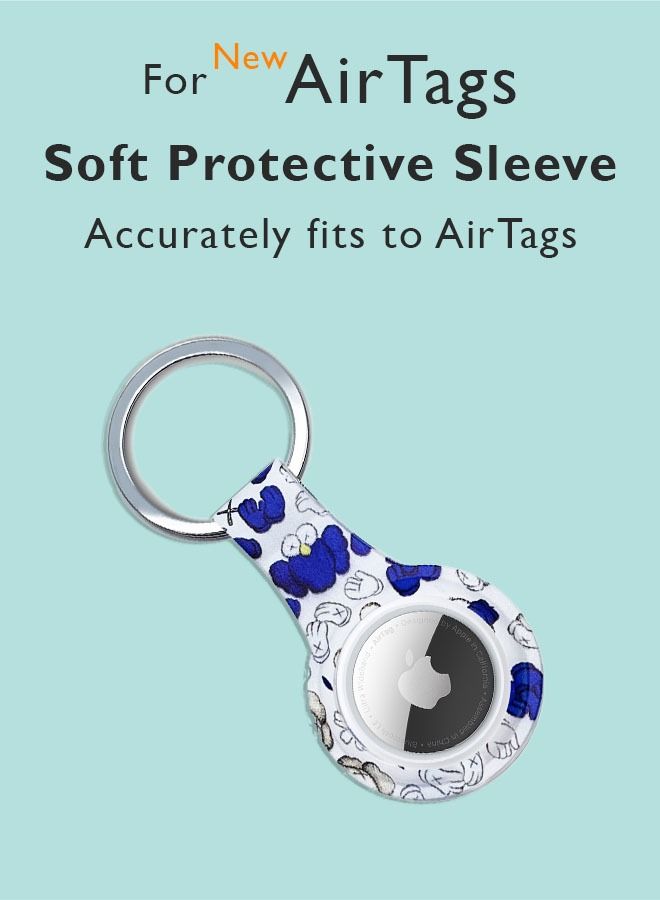 Theodor Protective Silicone Case Cover with Key Ring Blue Kaws For Apple AirTag  - Image 2