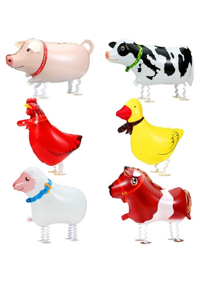 Kesote Farm Animal Balloons 6 Pack Inflatable Farm Animals Walking Balloons For Kids Birthday Party Decorations Farm Animal Birthday Party Supplies - Image 2