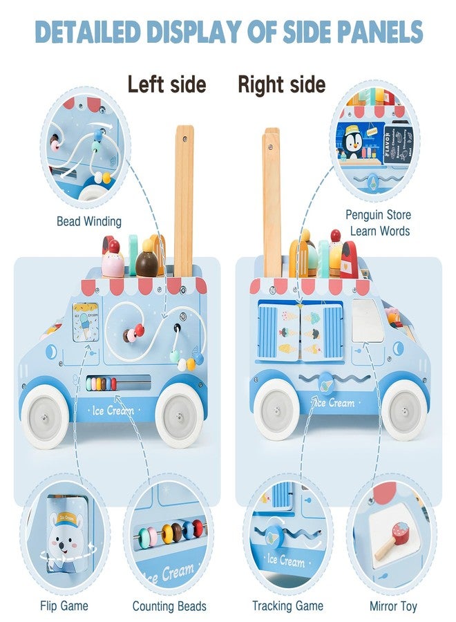 labebe Baby Push Walker, Wooden Activity Walker for Boys Girls 12M+, Push Walker Toy for Kids Learning to Walk, Adjustable Speed Learning Walking with Wheels, Birthday Gift for Babies Ages 1-3 (Blue) - Image 4