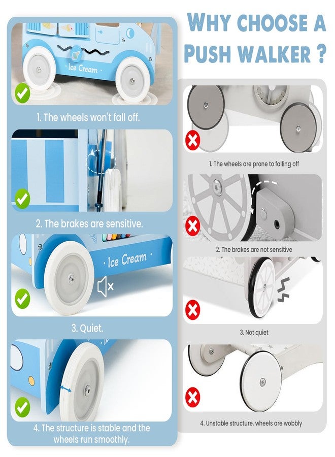 labebe Baby Push Walker, Wooden Activity Walker for Boys Girls 12M+, Push Walker Toy for Kids Learning to Walk, Adjustable Speed Learning Walking with Wheels, Birthday Gift for Babies Ages 1-3 (Blue) - Image 3