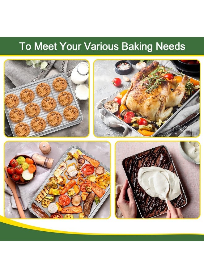 إي-فار مجموعة صينية خبز إي-فار مع رف تبريد (3 صواني + 3 رفوف)، صواني خبز من الفولاذ المقاوم للصدأ مقاس 16/12.5/9.3 بوصة ورف سلكي للفرن، غير سام وسهل التنظيف - Image 3