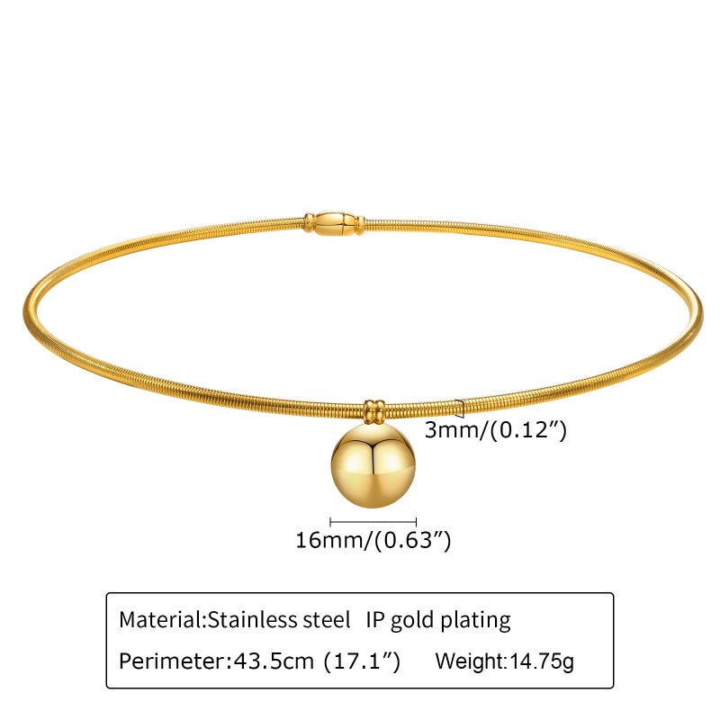 Minimalist Stainless Steel Choker Necklace 18K Gold NC-1135G 