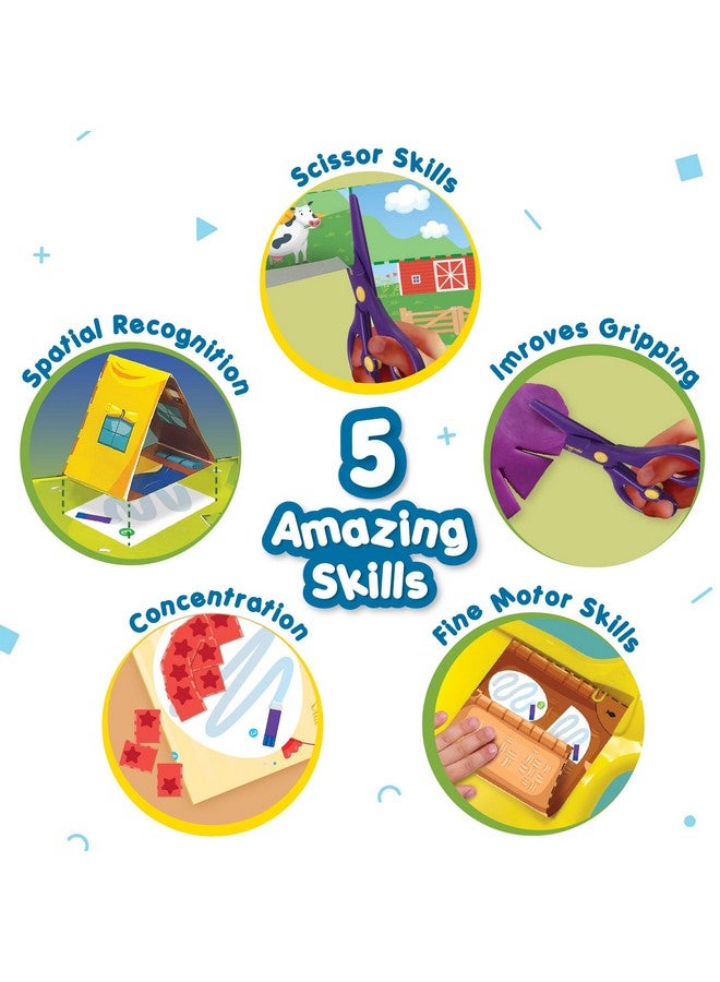 إيماجيميك مهارات قص الورق باستخدام مقص إيماجيميك | قص، طي، ولصق | ألعاب تعليمية للأطفال من سن ٣ سنوات فما فوق | ألعاب مونتيسوري | تنمية المهارات الحركية الدقيقة | هدية للأولاد والبنات بعمر ٣ سنوات، متعددة الألوان - Image 4