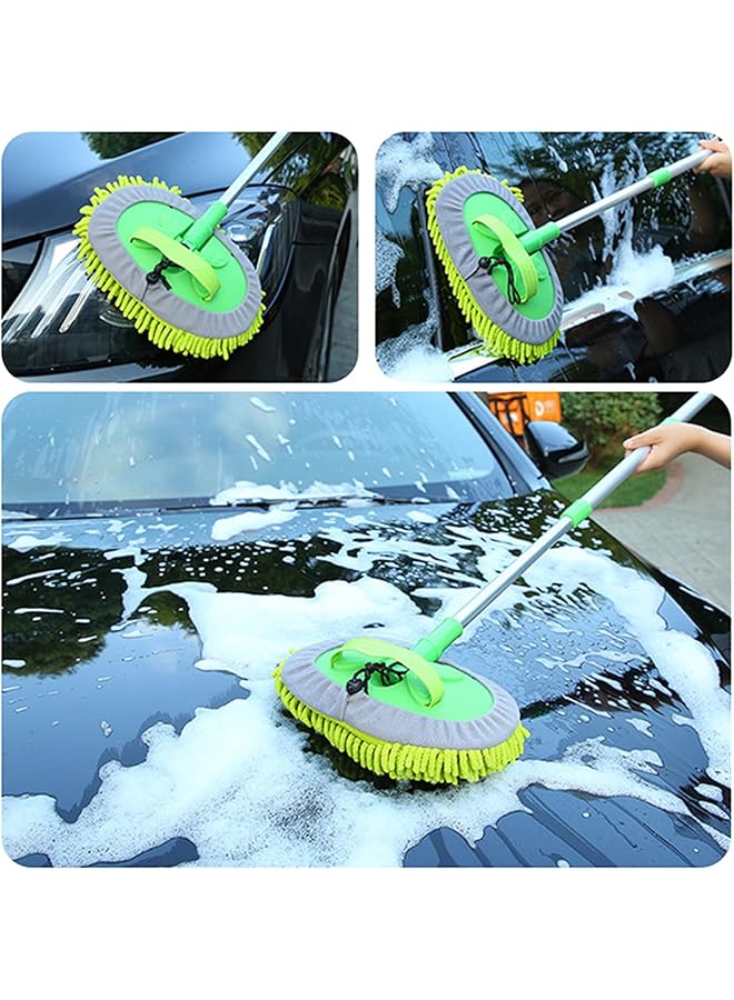 KASTWAVE Car Wash Brush With Long Handle Car Wash Microfiber Mop, Scratch-Free Microfibre & Mitt For Car Cleaning, Lint-Free Mop Heads, Car Washing Kit Car Windscreen Cleaner For Cars Rv Truck Boat Trailer - Image 2