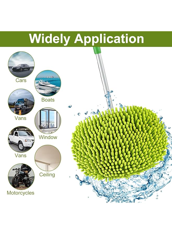KASTWAVE Car Wash Brush With Long Handle Car Wash Microfiber Mop, Scratch-Free Microfibre & Mitt For Car Cleaning, Lint-Free Mop Heads, Car Washing Kit Car Windscreen Cleaner For Cars Rv Truck Boat Trailer - Image 3