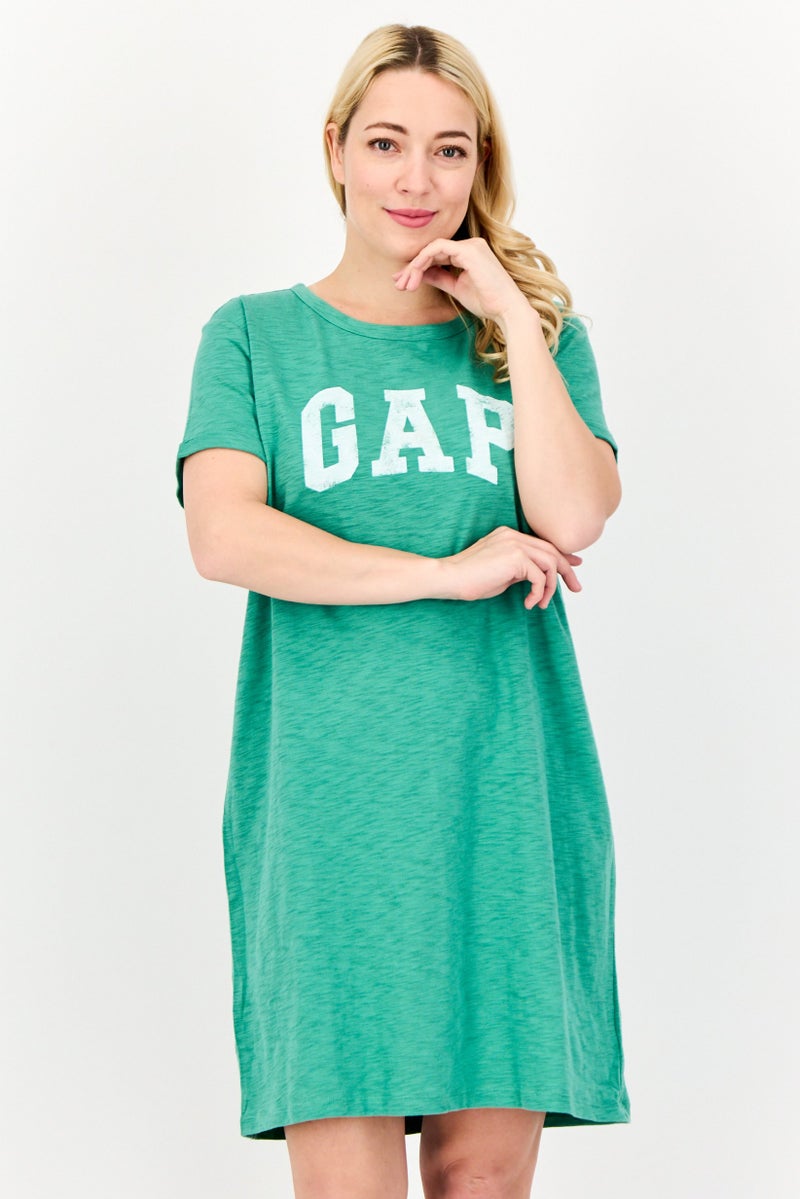 GAP Women Plain Mini Dress, Green - Image 1