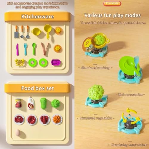 LONGMIRE Plastic 44 Pcs Big Size Kitchen Playset | Musical & Light Kitchen Set Toy for Kids with Sound and Accessories Set for 4 Year Old - Image 4