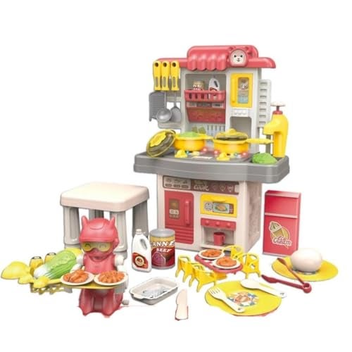 LONGMIRE Plastic 44 Pcs Big Size Kitchen Playset | Musical & Light Kitchen Set Toy for Kids with Sound and Accessories Set for 4 Year Old - Image 1