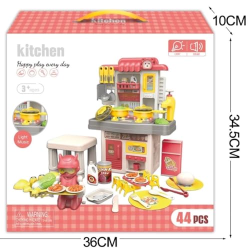 LONGMIRE Plastic 44 Pcs Big Size Kitchen Playset | Musical & Light Kitchen Set Toy for Kids with Sound and Accessories Set for 4 Year Old - Image 2