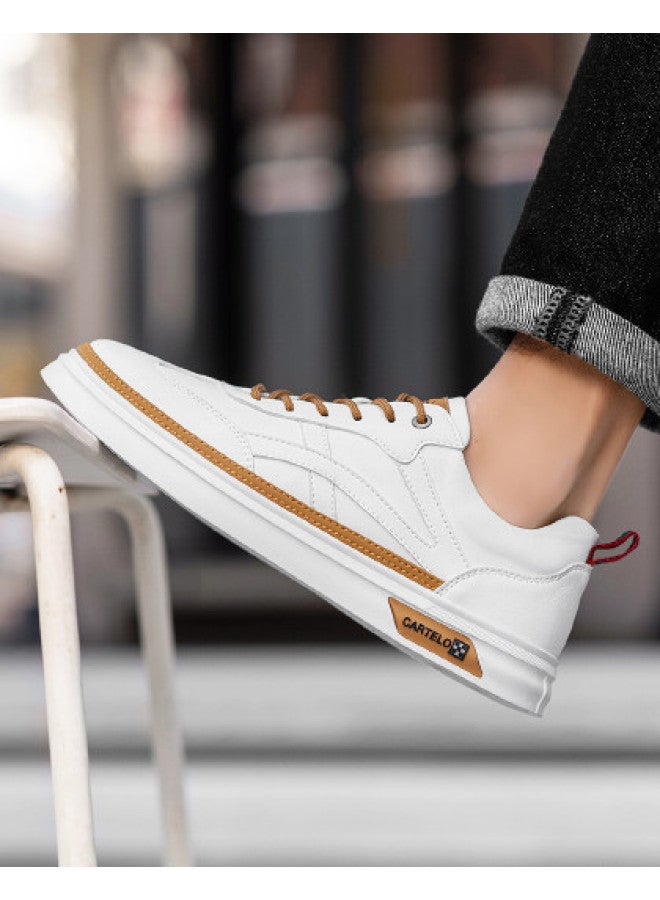 CARTELO Final Sale】men's White Sneakers, Simple And Versatile Low-top Casual Sports Shoes, Retro Men's Shoes - Image 1