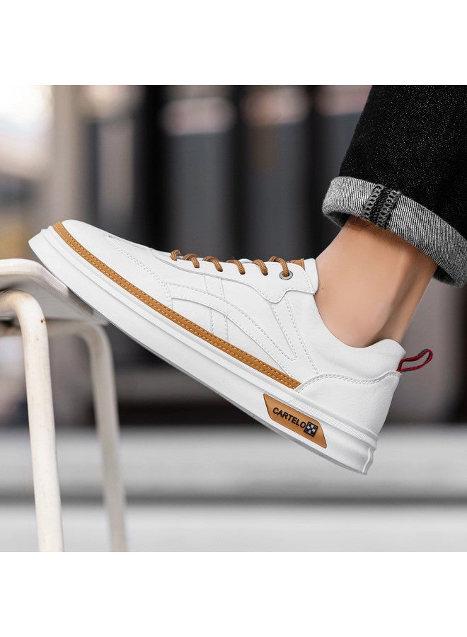 CARTELO Final Sale】men's White Sneakers, Simple And Versatile Low-top Casual Sports Shoes, Retro Men's Shoes - Image 2