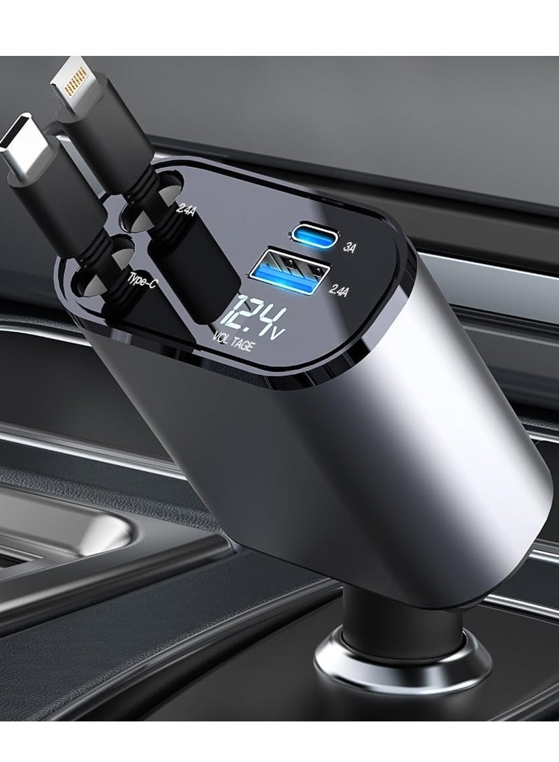 ELTRAZONE 60W Retractable Car Charger Compatible with iPhone15/14/13/12/11,Fast Car Power Adapter PD20W /Type-C 40W,Car USB Fast Phone Charger - Image 2