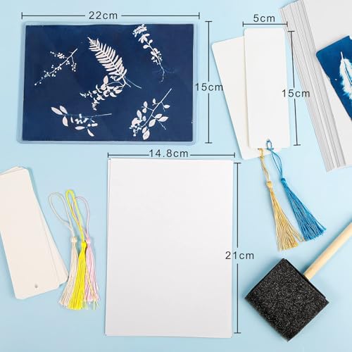 Csyidio Cyanotype Kit Include 2 Component Sensitizer Set, 40 Sheets A5 Paper Brush Tools and Instructions Sun Print Nature Printing Kit for Photographic Blueprints DIY Arts Crafts Projects - Image 3