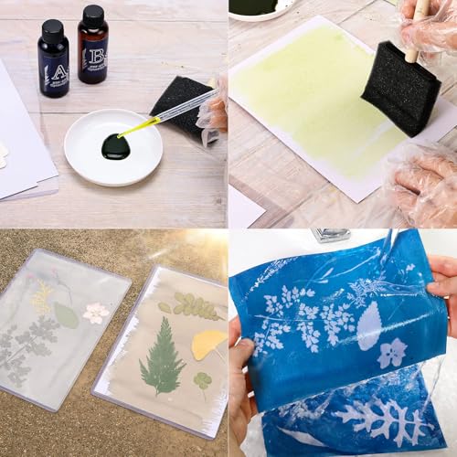 Csyidio Cyanotype Kit Include 2 Component Sensitizer Set, 40 Sheets A5 Paper Brush Tools and Instructions Sun Print Nature Printing Kit for Photographic Blueprints DIY Arts Crafts Projects - Image 5