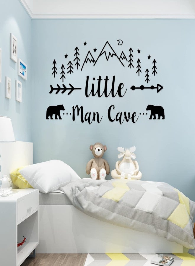 JIABEIUS Little Man Cave Wall Decals, The Tribal Mountain Woodland Bear Wall Stickers for Bedroom, Nursery Wallpaper Easy Peel and Stick for Bedroom Living Room (Black) - Image 3