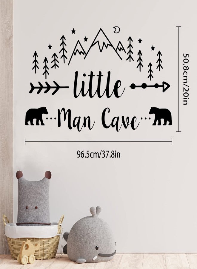 JIABEIUS Little Man Cave Wall Decals, The Tribal Mountain Woodland Bear Wall Stickers for Bedroom, Nursery Wallpaper Easy Peel and Stick for Bedroom Living Room (Black) - Image 2