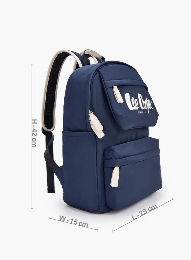 Lee Cooper NAVY Logo Print School Backpack With Adjustable Shoulder Straps  | Best Price UAE