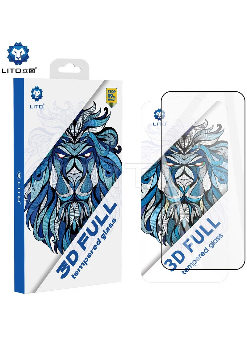 ليتو غطاء كامل من الزجاج المقوى ثلاثي الأبعاد من ليتو لهاتف ريلمي 10 برو بلس 5 جي/ريلمي 11 برو بلس 5 جي مع خاصية بصمة الأصابع - أسود - Image 1