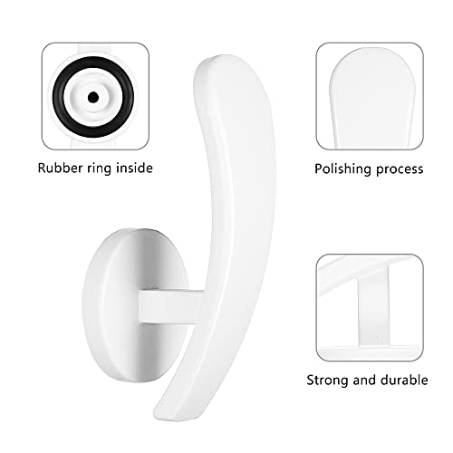 Furge 4 Pieces Curtain Holdback,Wall Mounted Hooks Drapery Tiebacks with Screws Metal Decorative Curtain Holdbacks Decorative Window Drapery Holder Curtain Hooks (White) - Image 3