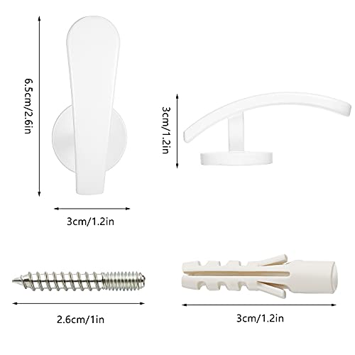Furge 4 Pieces Curtain Holdback,Wall Mounted Hooks Drapery Tiebacks with Screws Metal Decorative Curtain Holdbacks Decorative Window Drapery Holder Curtain Hooks (White) - Image 2